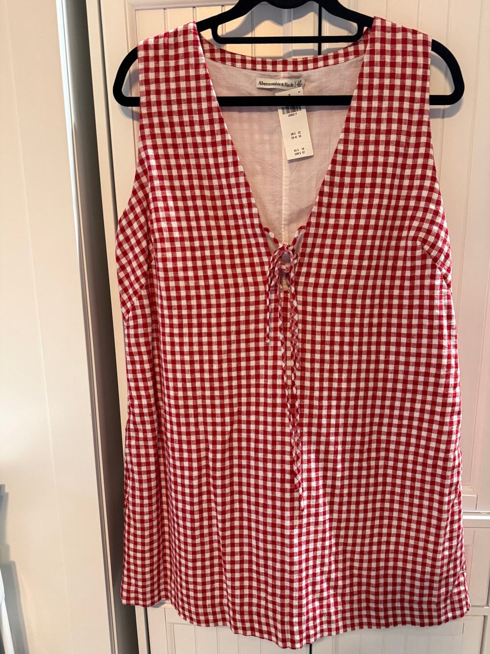 Abercrombie & Fitch Red Gingham Mini Dress Sz LP NWT